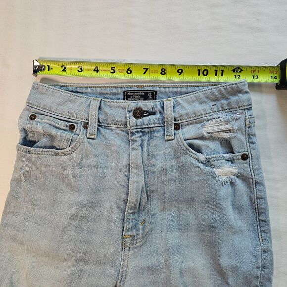 Abercrombie & Fitch A + F Torn Blue Jeans Zoe Natural Rise Ankle Straight sz4 27 - Picture 4 of 6